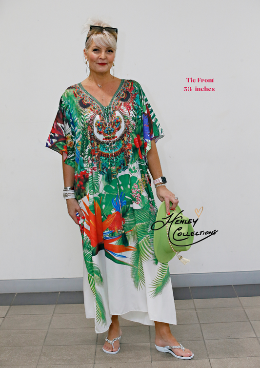 LONG KAFTAN WITH TIE-FRONT