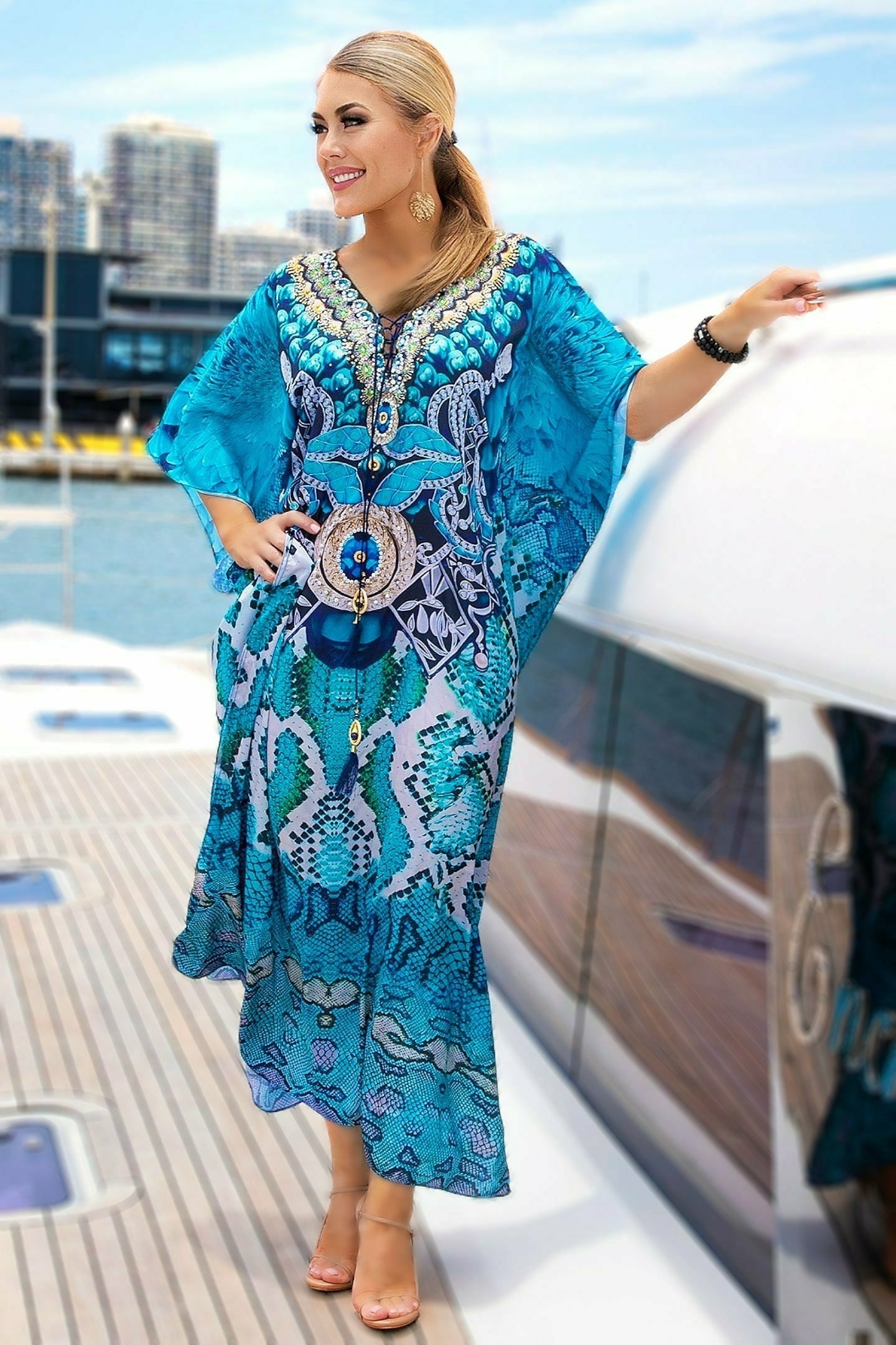 FIRST EDITION COLLECTION - Long Kaftan with Tie Front henleycollections