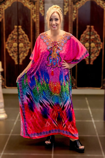 LONG KAFTAN WITH TIE-FRONT henleycollections